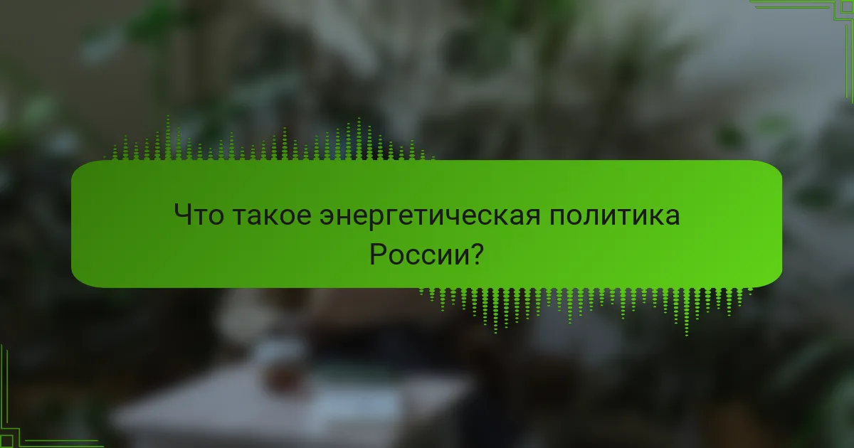 Что такое энергетическая политика России?
