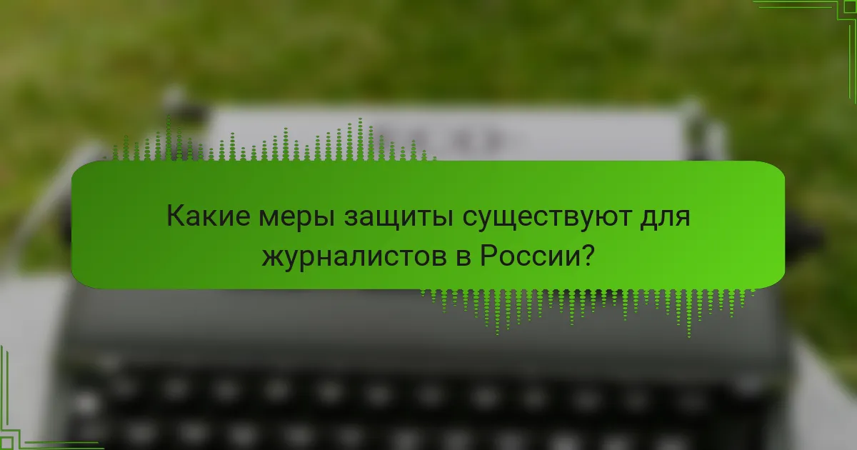Какие меры защиты существуют для журналистов в России?