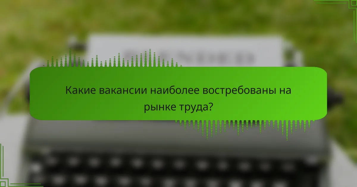 Какие вакансии наиболее востребованы на рынке труда?