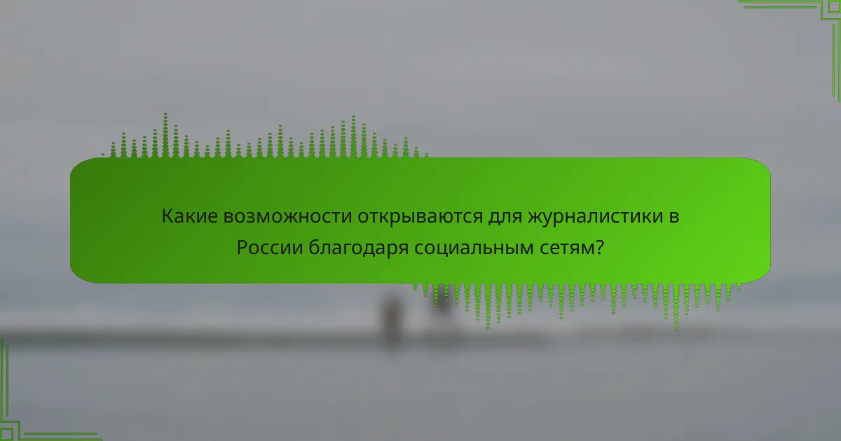 Какие возможности открываются для журналистики в России благодаря социальным сетям?