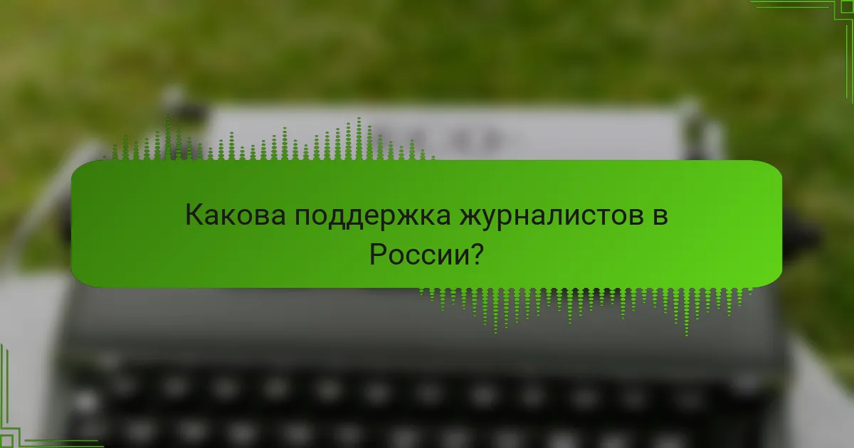 Какова поддержка журналистов в России?