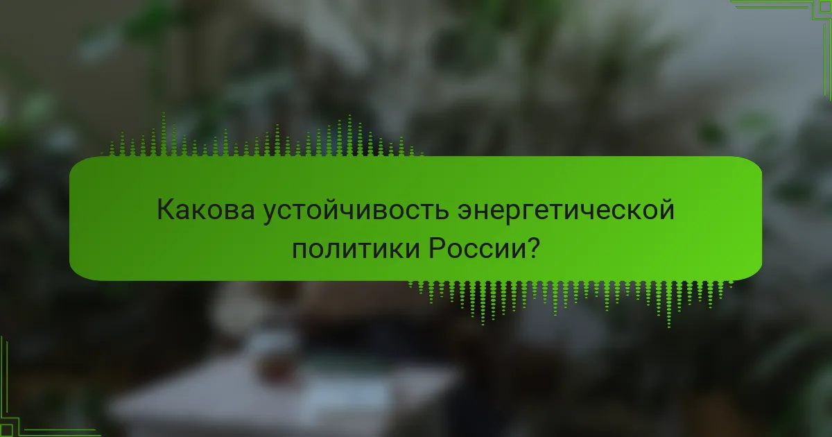 Какова устойчивость энергетической политики России?