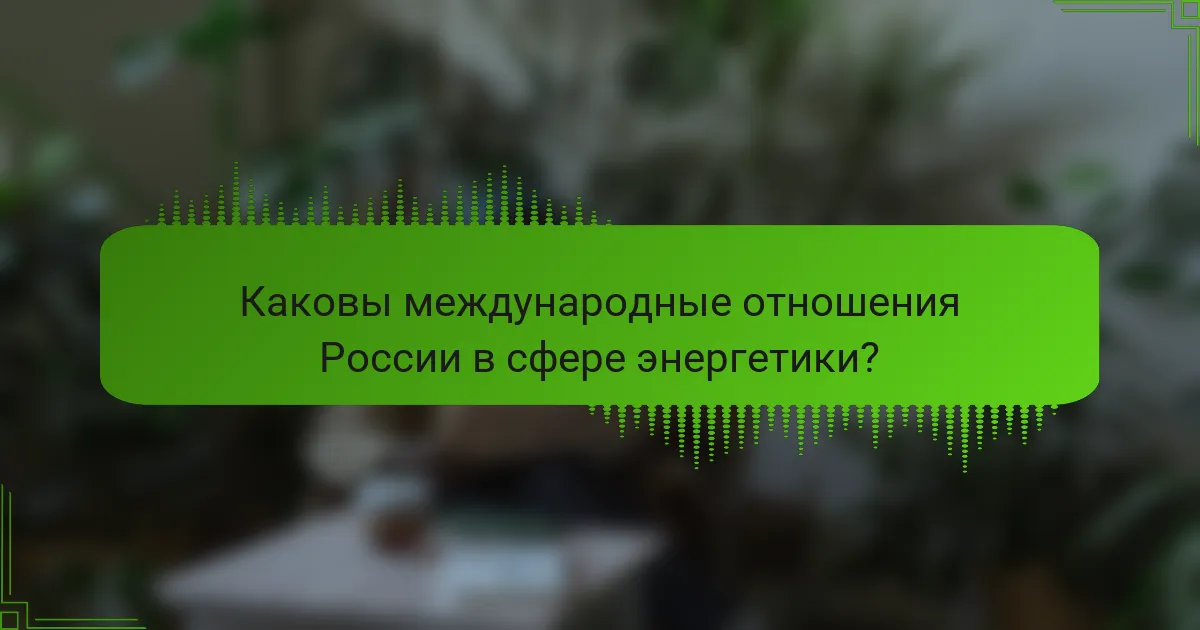 Каковы международные отношения России в сфере энергетики?